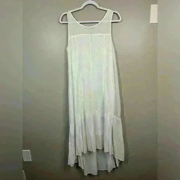 Anthropologie leifsdottir white gauze cotton dress medium cool asymmetrical midi - Picture 3 of 11
